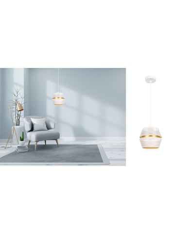 Licht-Erlebnisse Pendelleuchte Ø 20 x (T)90 cm in Weiß Gold