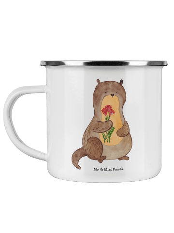 Mr. & Mrs. Panda Teetasse Otter Blumenstrauß ohne Spruch in Weiß