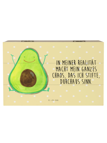 Mr. & Mrs. Panda Geschenkbox Avocado Glücklich mit Spruch in Gelb Pastell