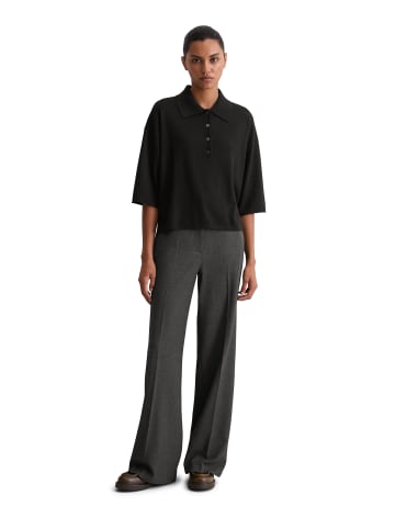 Marc O'Polo Feinstrick-Poloshirt loose in Schwarz