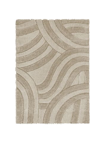 KADIMA DESIGN Hochflor-Teppich aus recyceltem Polyester, handgeschnitzt in Naturfarben