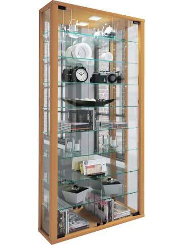 VCM  Wandvitrine Glasvitrine Vitrosa Spiegel in Buche