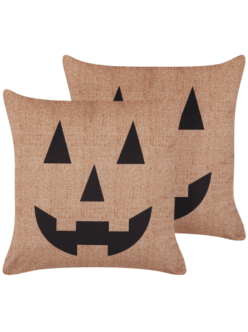 Beliani 2er-Set Dekokissen SEBES in Beige/Schwarz