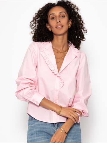 SASSYCLASSY Baumwoll Bluse mit Rüschen in Rosa