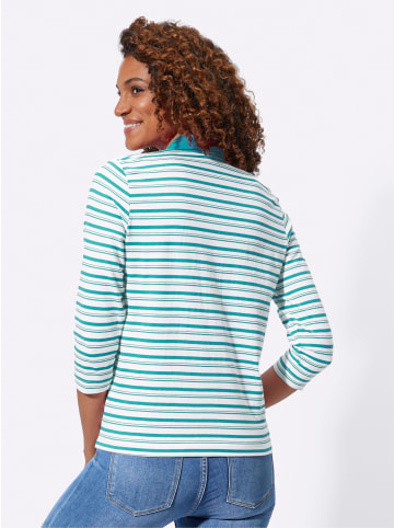 WITT WEIDEN Poloshirt in ozean-weiß-geringelt