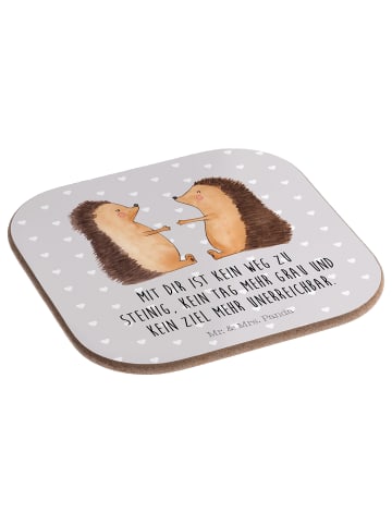 Mr. & Mrs. Panda Untersetzer Igel Liebe mit Spruch in Grau Pastell