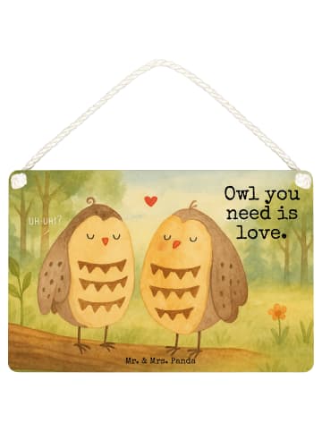 Mr. & Mrs. Panda Deko Schild Eulen Liebe Design mit Spruch in Weiß