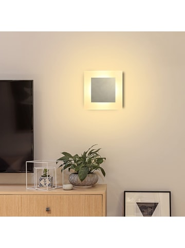 ZMH Wandleuchte LED in chrom eckig modern 7W 3000K warmweiß Metall und Acryl L 16cm