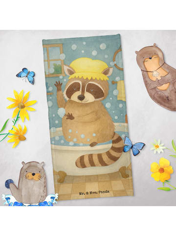 Mr. & Mrs. Panda Handtuch Waschbär Design ohne Spruch in Weiß