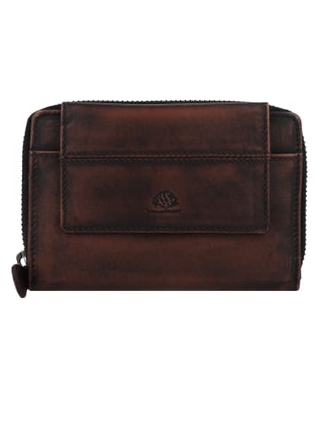 Greenburry Destressed Geldbörse RFID Schutz Leder 13.5 cm in teak brown