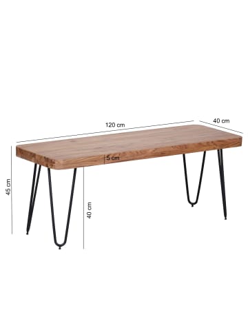FineBuy Sitzbänk in Braun / Akazie / 120x40x45