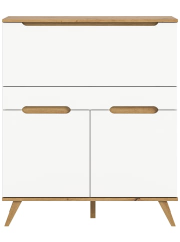 xonox.home Sekretär  (B/H/T: 100x118x40 cm) in weiß und Absetzung Nox Oak