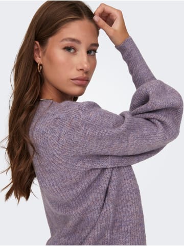 JACQUELINE de YONG Kurzer Strick Pullover JDYDREA Puffärmel Cardigan in Lila