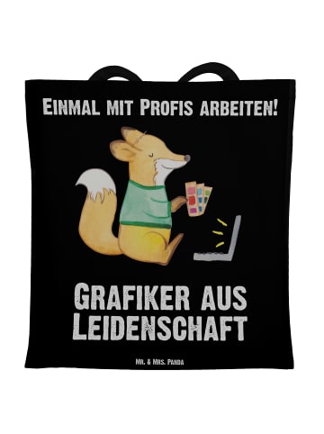 Mr. & Mrs. Panda Jutebeutel Grafiker Leidenschaft mit Spruch in Schwarz