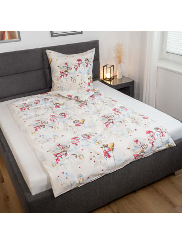 Traumschloss Premium Flanell Bettwäsche - Schneemänner, Winter in weiß