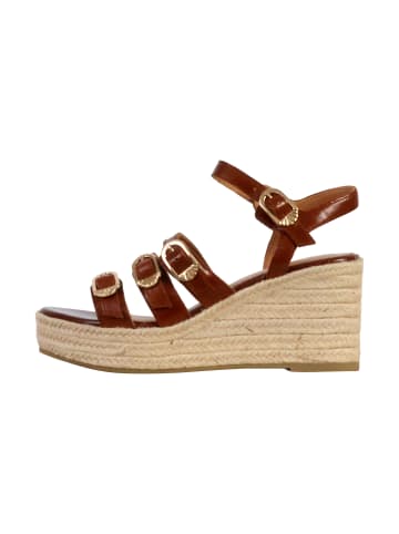 Emilie Karston Talia-Sandalen aus Leder mit Keilabsatz Braun