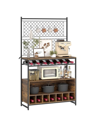 HOMCOM Küchenregal-96,5L x 38B x 165H cm-Rustikal-Braun