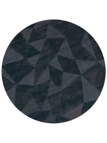 KADIMA DESIGN Wollteppich 3D-Geometrie Hoch-Tief-Struktur Shard Teppich Wolle in Anthrazit