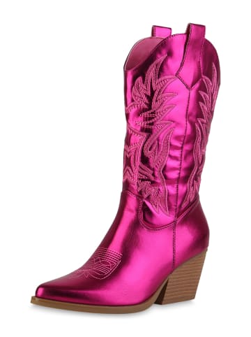 VAN HILL Cowboystiefel Ella in Fuchsia Metallic