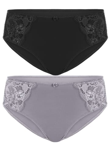 SUSA 2er Pack Slip Latina in frosty lavender schwarz