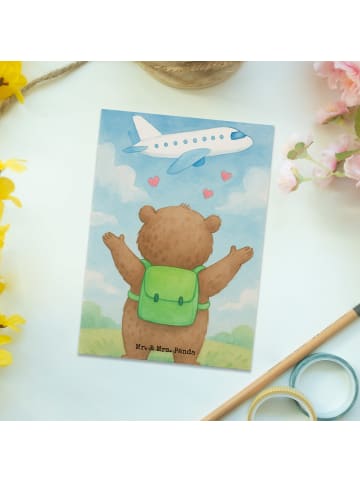 Mr. & Mrs. Panda Postkarte Bär Flugzeug Design ohne Spruch in Weiß