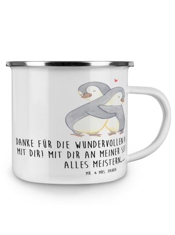 Mr. & Mrs. Panda Emaille Tasse 9. Hochzeitstag Keramikhochzeit m... in Weiß