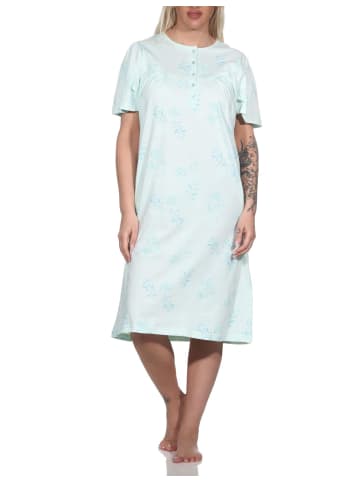 NORMANN kurzarm Nachthemd Design Knopfleiste am Hals - 79233 in helltürkis