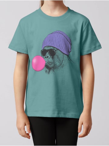 wat? Apparel T-Shirt Gorilla Kaugummi in Teal Monstera