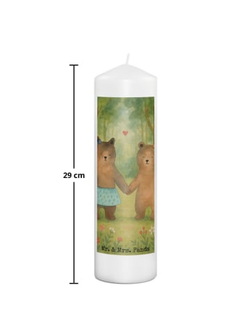 Mr. & Mrs. Panda Weihnachtskerze Bär Freundin Design ohne Spruch in Weiß