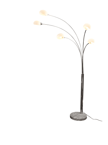 SalesFever Bogenleuchte 210 cm Five Fingers 5-flammig bewegliche Arme Glasschirme in Weiß