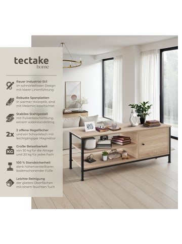 tectake TV-Regal Durban 110 x 40 x 45,5 cm, Industrial Holz hell, Eiche Sonoma