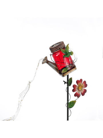 MARELIDA LED Solar Gießkanne mit Kolibri und Wasserfalleffekt Gartenstecker H: 80cm