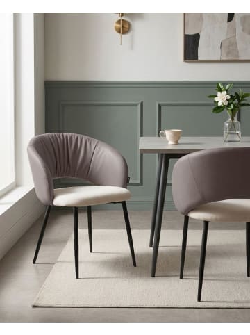Beliani 2er-Set Esszimmerstuhl WALLA in Beige/Braun/Schwarz
