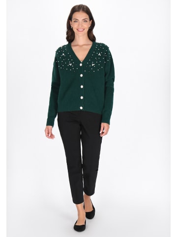 Usha Women Cardigan in dark green melange