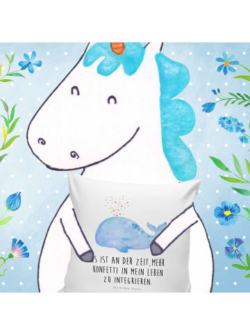 Mr. & Mrs. Panda Couchkissen Wal Konfetti mit Spruch in Weiß