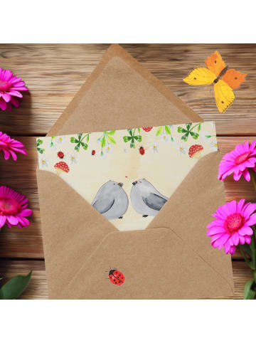 Mr. & Mrs. Panda Einladungskarte Turteltauben Liebe mit Spruch in Naturpapier