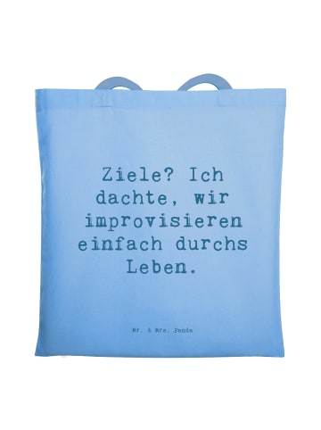 Mr. & Mrs. Panda Shopping Tasche Spruch Lebensziele Improvisatio... in Sky Blue