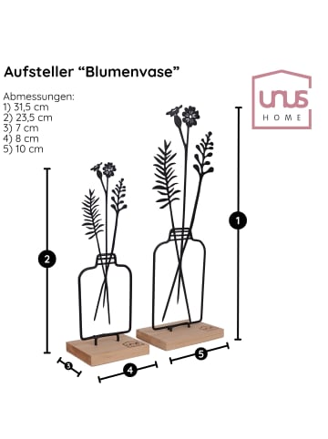 UNUS Aufsteller Blumenvase 2er Set in Schwarz