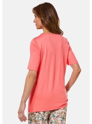 GOLDNER Shirt Zeitloses Shirt mit modernem Raffdetail in koralle