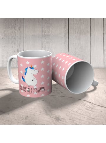 Mr. & Mrs. Panda Plastikbecher Einhorn Mann mit Spruch in Rot Pastell