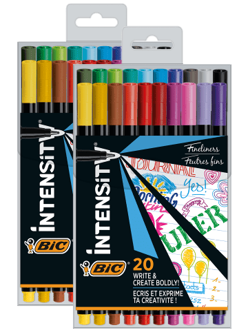 Bic Intensity Fineliner, Filzstifte in 20 versch. Farben, 2 x 20er Pack
