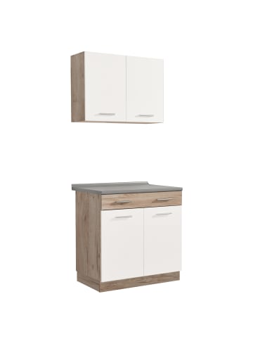 Homestyle4u Küchenzeile 80x207x60 in Weiß