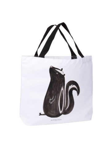Mr. & Mrs. Panda Damen Shopper Stinktier Sitzen ohne Spruch in Weiß