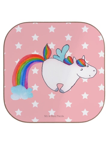 Mr. & Mrs. Panda Untersetzer Glas Einhorn Fliegendes Pferd ohne ... in Rot Pastell