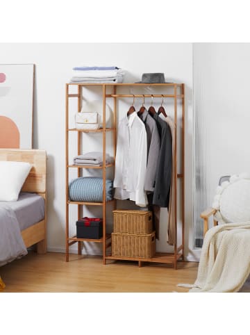 HOMCOM Kleiderständer-90L x 30B x 145H cm-Naturholz