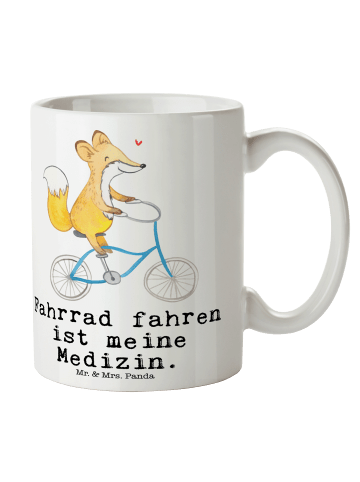 Mr. & Mrs. Panda Tasse Fuchs Fahrrad fahren mit Spruch in Weiß