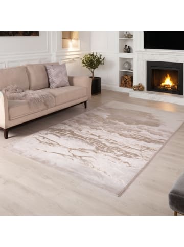 KADIMA DESIGN Teppich Velours-Metallic Marmoroptik, Bronze/Gold/Champagner, Warmtöne, Glanz