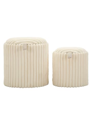 Mauro Ferretti Set aus zwei Poufs aus cremefarbenem Plüschstoff mit Aufbewahrungsfach