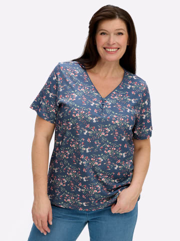 WITT WEIDEN Shirt in jeansblau-hellrosé-gemustert