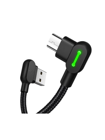 Wisam 2A USB auf Micro USB Ladekabel Winkelstecker,3m (Schwarz)